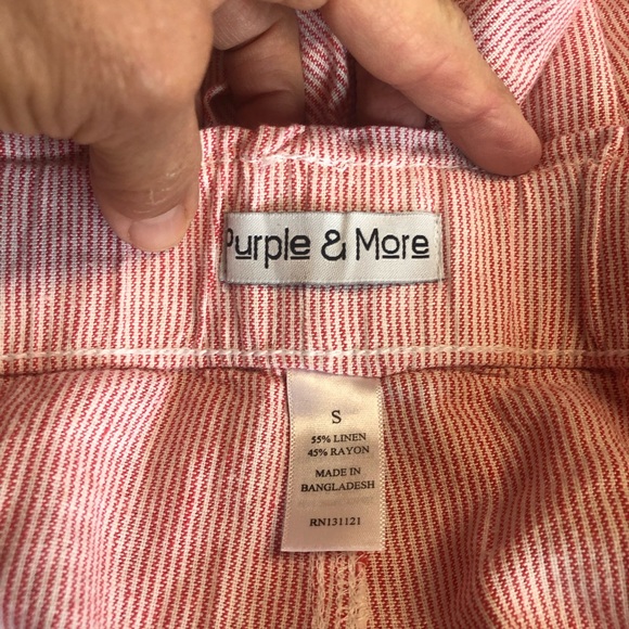 Purple & More Women’s Stripe Cropped Pant Capri Drawstring Side Pockets Pull On - Picture 5 of 7